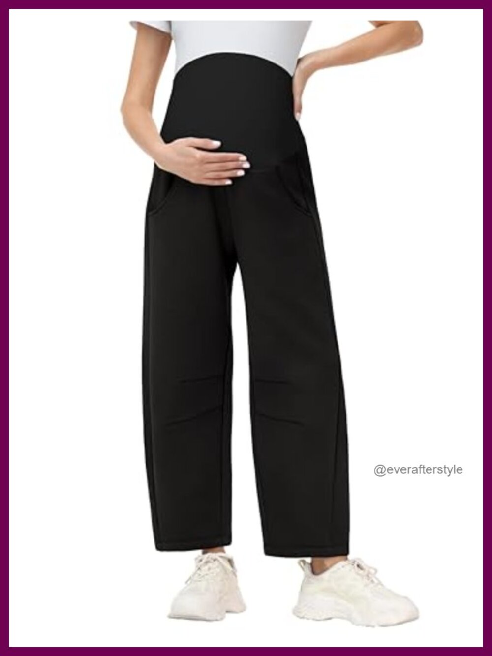 Wide Leg Maternity Barrel Sweatpants High Rise Pockets